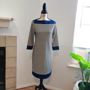 Isaac Mizrahi‎ Boat Neck Striped Blue White Dress Size M